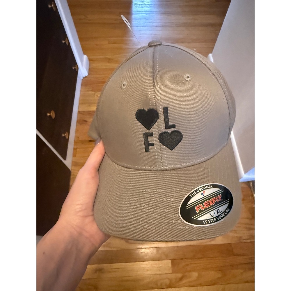 Flexfit Golf Hat‎ Love First Embroidered Tan Baseball Cap LXL